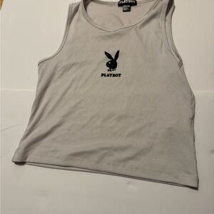 Vintage Playboy white Tank crop Top ribbed
